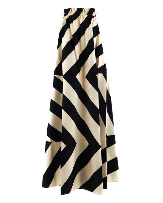 Tory Burch Black Wide Stripes Maxi Dress