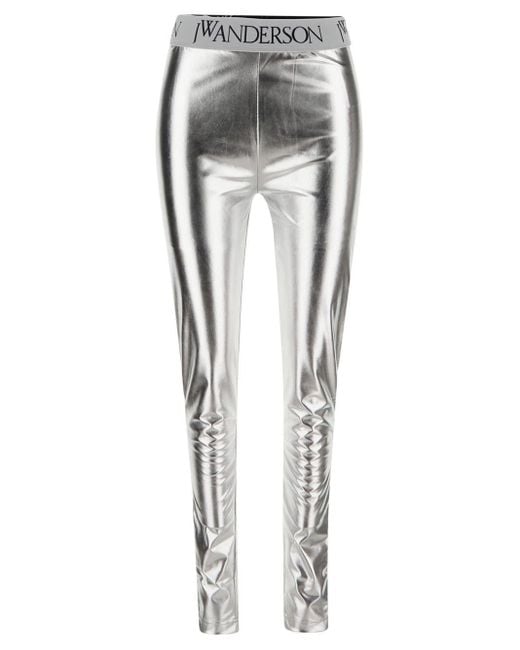 JW Anderson Silver Logo Leggings in Metallic | Lyst