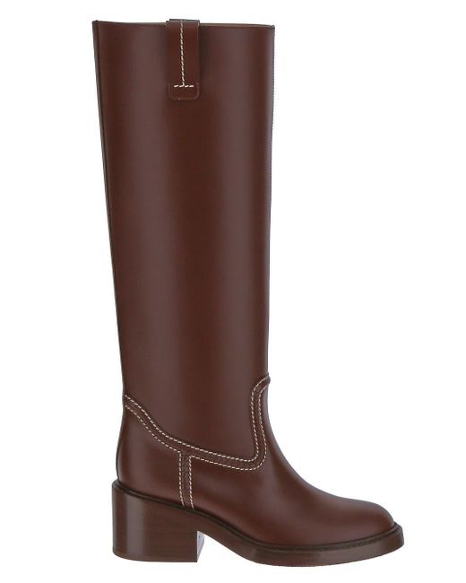 Chloé Leather Mallo High Boots in Brown | Lyst UK