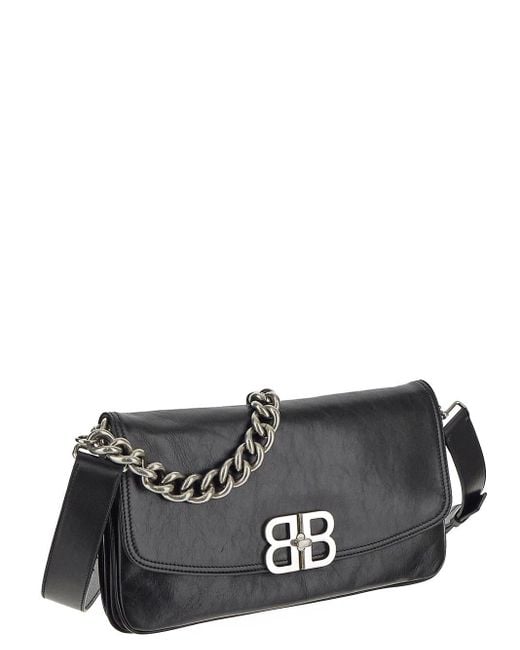 Balenciaga Black Bb Soft Raffia Flap Bag