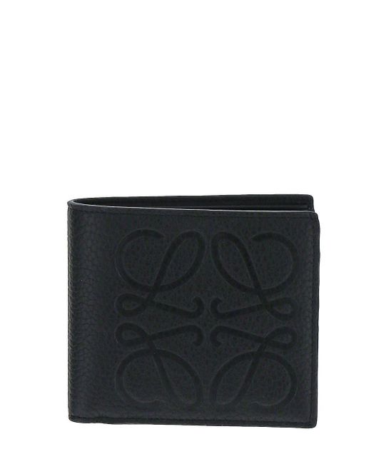 Loewe Brand Bifold Wallet In Grained Calfskin in Black for Men | Lyst UK