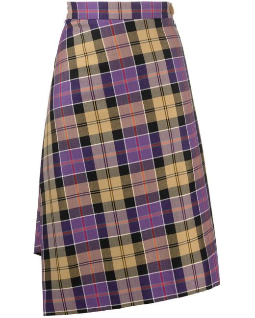 Vivienne Westwood Purple Tartan Check Print Wool Skirt