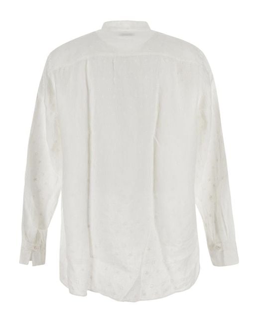 Tagliatore White Embroidered Shirt for men