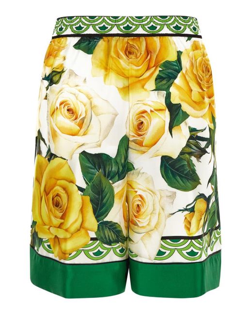 Dolce & Gabbana Yellow Silk Shorts