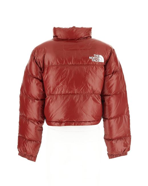 red bubble north face jacket