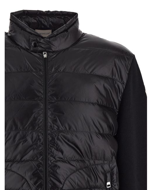 Moncler Black Downjacket Padded Wool Zip-up Cardigan for men