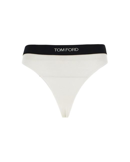 Tom Ford Cotton Logo Thong in White (Black) | Lyst