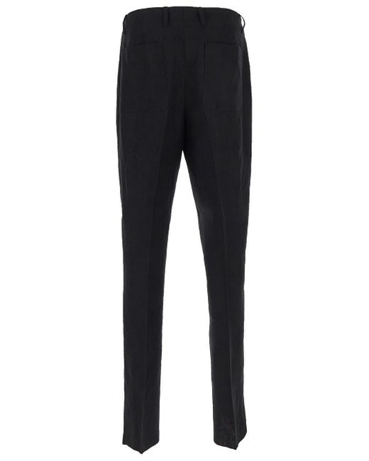 Lardini Black Linen Trousers for men