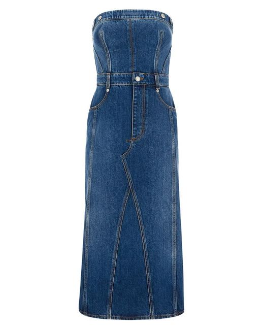 Alexander McQueen Denim Dress in Blue Lyst
