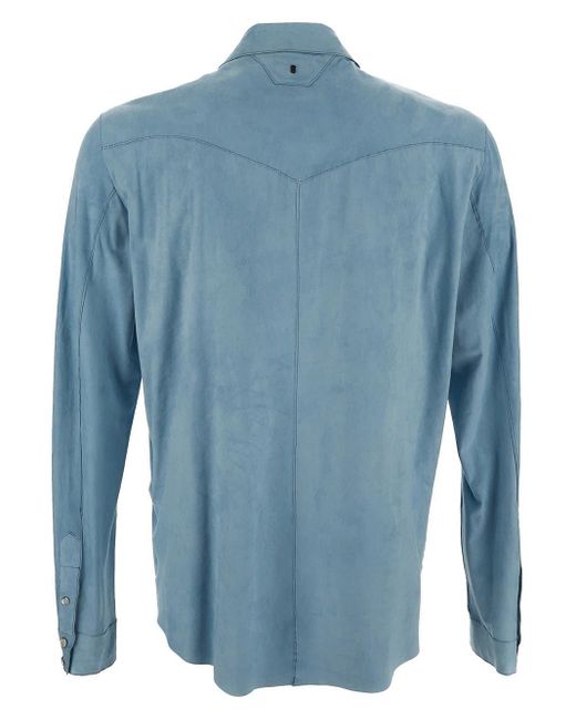 Salvatore Santoro Blue Leather Shirt for men