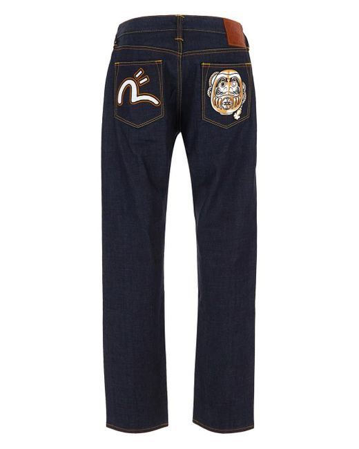 Evisu Blue Daruma Appliqué Carrot Fit Jeans for men