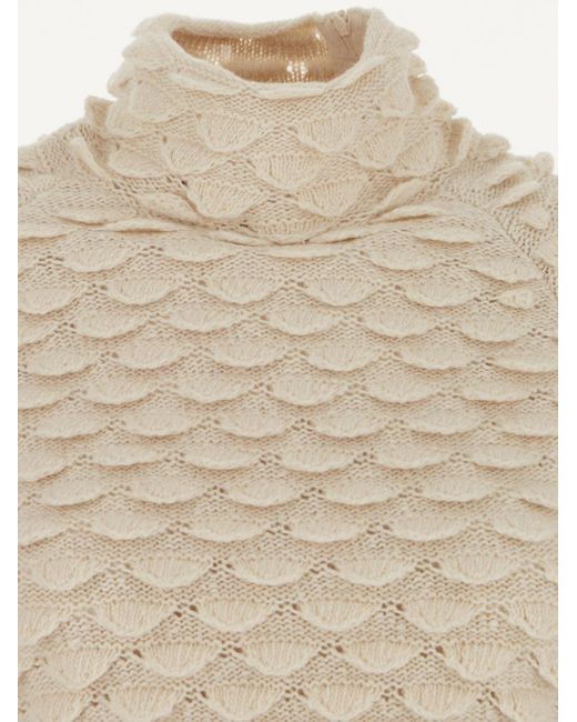 Bottega Veneta White Fish Scale Wool Sweater