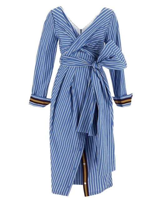 Dries Van Noten Blue Striped Dress