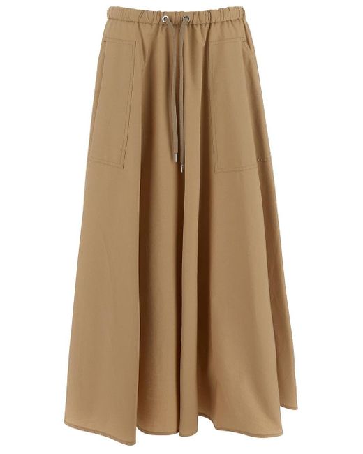 Moncler Natural Cotton Pleated Skirt