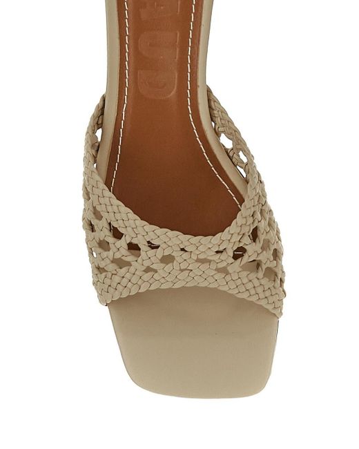 Staud Natural Simone Cream Leather Crochet Heel