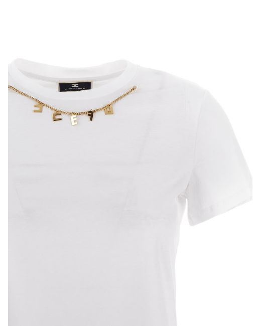 Elisabetta Franchi White Chain T-Shirt