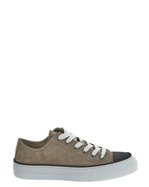 Brunello Cucinelli Natural Leather Sneakers