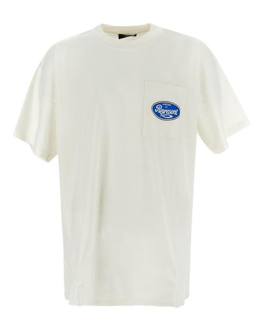 Represent White Cotton T-shirt for men