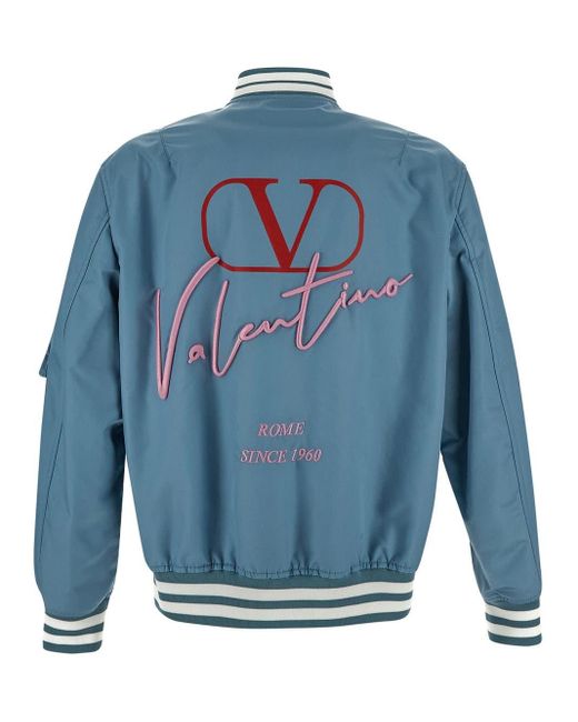 Valentino Blue Logo Bomber for men