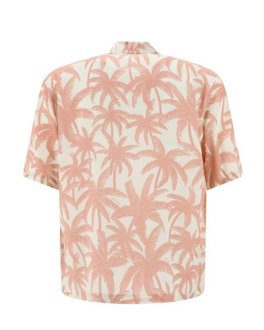 Palm Angels Pink Palms Allover Shirt for men