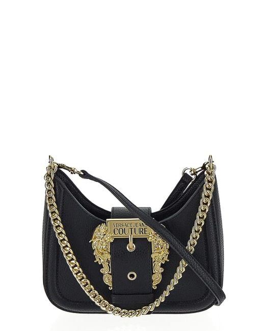 Versace Jeans Black Baroque Buckle Shoulder Bag