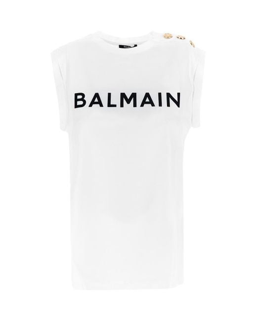 Balmain White Logoed T-Shirt