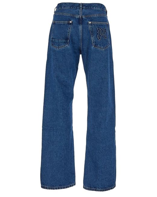 Palm Angels Blue Monogram Workwear Jeans for men