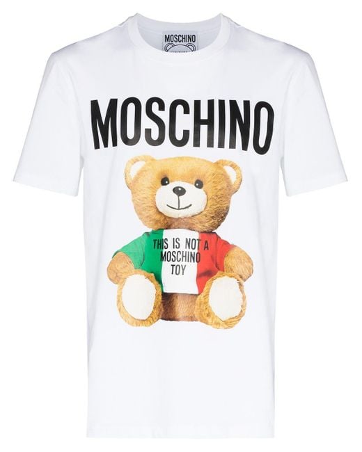 Moschino White Italian Teddy Bear T-shirt for men