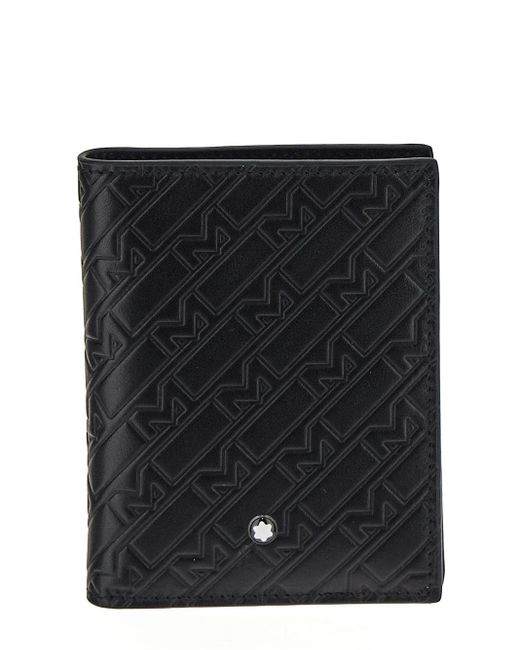 Montblanc Black Embossed Logo Wallet for Men | Lyst