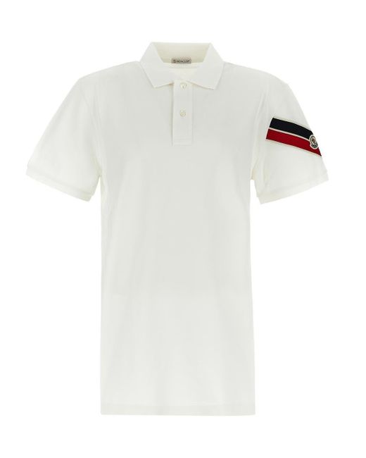 Moncler White Logoed Polo for men