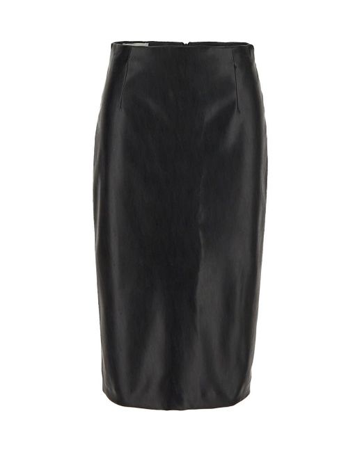 Lardini Black Faux Leather Skirt