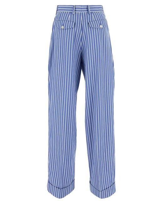 Dries Van Noten Blue Striped Trouser