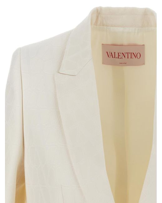Valentino White Logoed Wool Jacket