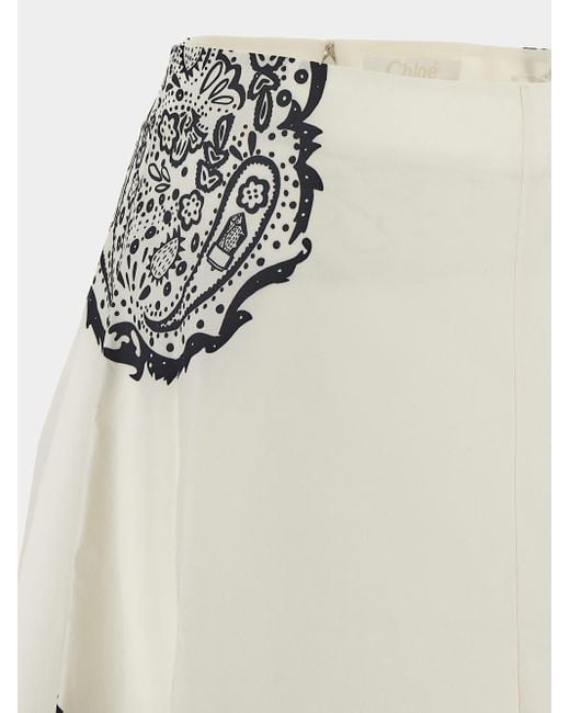 Chloé White Printed Skirt