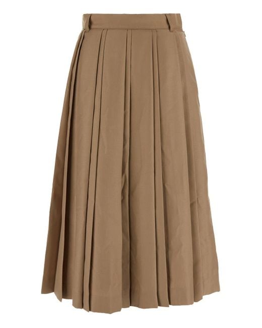 DUNST Brown Double Pleates Skirt