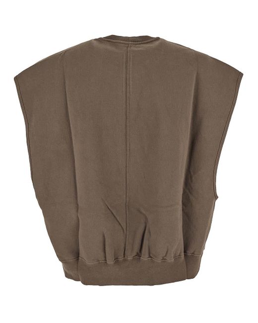 Rick Owens Brown Cotton Sleeveless Sweatshirt for men