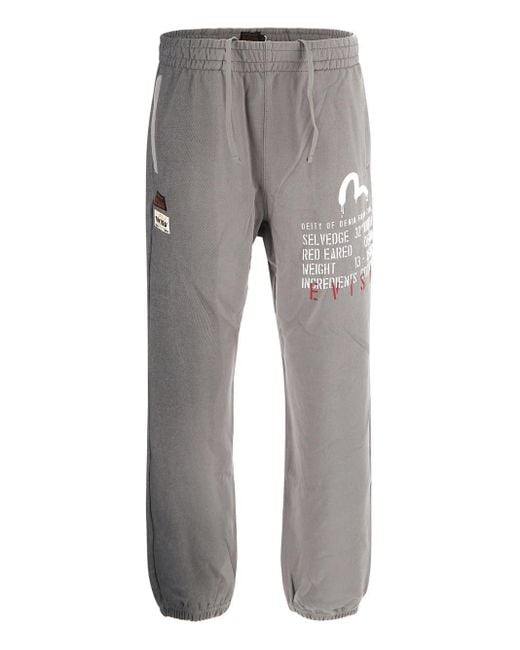 Evisu Gray Logo Print Bi-toned Sweatpants for men