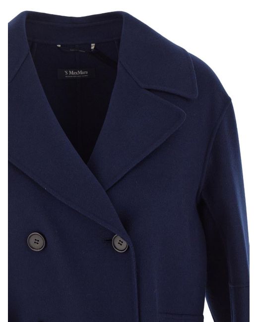 Max Mara Blue Wool Cape Jacket