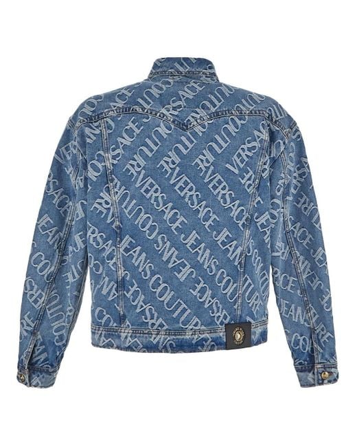 Versace Jeans Couture Monogram Jacquard Denim Jacket in Blue for