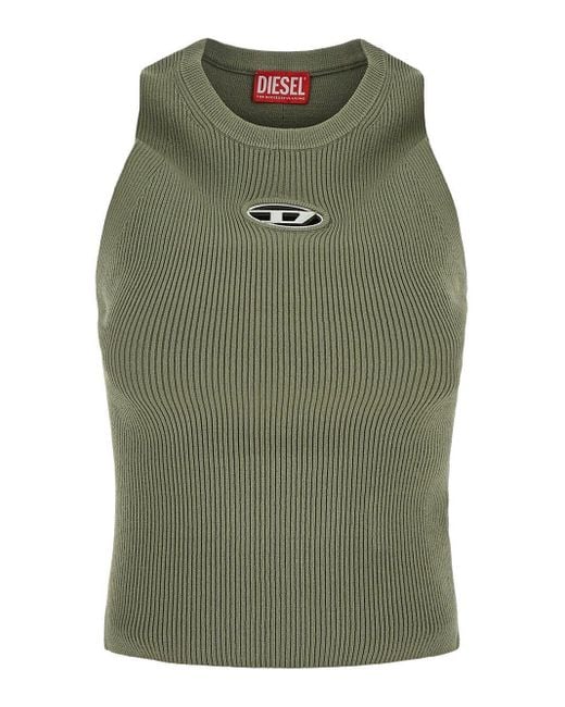 DIESEL Green M-onervax Ribbed-knit Turtleneck Top