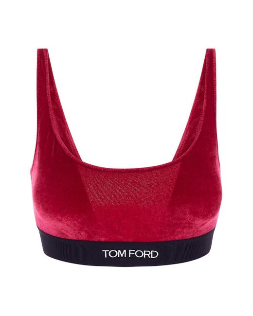 Tom Ford Red Velvet Logo Bralette