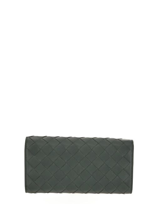 Bottega Veneta Green Intrecciato Large Flap Wallet