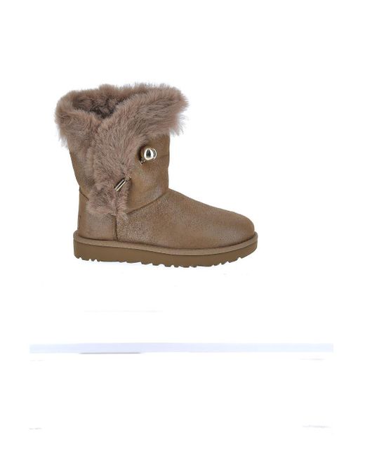 UGG Leather Classic Fluff Pin in Beige (Natural) - Lyst
