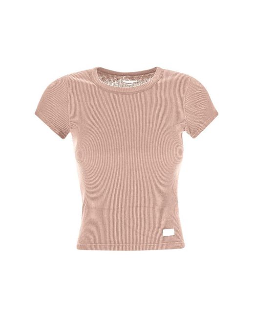 Alexander Wang Pink Logo Tag Ribbed T-Shirt