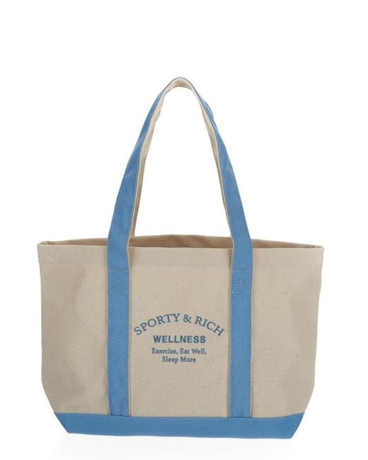 Sporty & Rich Blue Logo Totes Bag