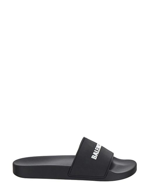 Balenciaga Black Logo Pool Slide Sandal