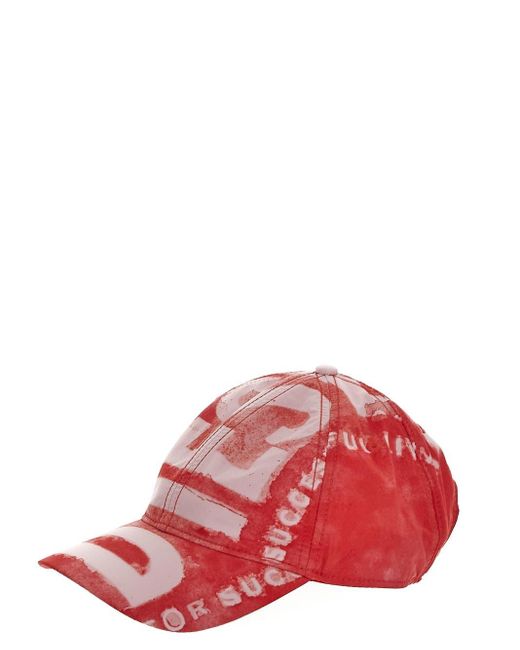 DIESEL Red Logo Hat for men