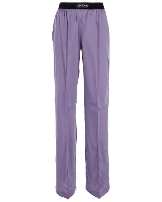 Tom Ford Purple Strech Silk Saint Pj Pants