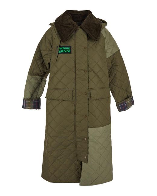 BARBOUR X GANNI Green Quilted Burghley Jacket