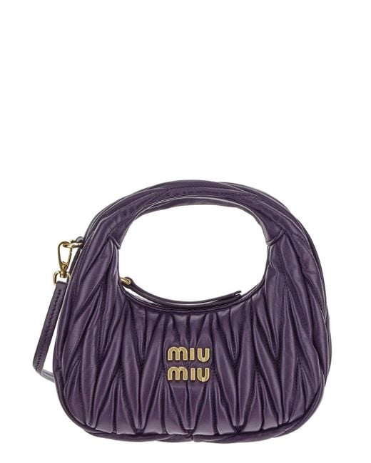 Miu Miu Purple Wander Matelassè Mini Hobo Bag